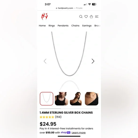 1.4mm Sterling Silver Box Chain 16” - Picture 5 of 6